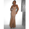 Nude dlouhé třpytivé elastické šaty VSEHNO