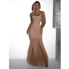 Nude dlouhé třpytivé elastické šaty VSEHNO