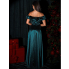 Smaragdové plesové saténové dlouhé šaty EBOLIA