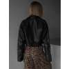 Černá krátká koženková biker bunda BENEDIKTA