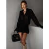 Černé krátké košilové šaty TANITHA s volánem