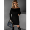 Černé krátké svetrové šaty FAMULAN s odhalenými rameny