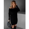 Černé krátké svetrové šaty FAMULAN s odhalenými rameny
