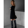 Černé krátké svetrové šaty FAMULAN s odhalenými rameny