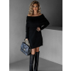 Černé krátké svetrové šaty FAMULAN s odhalenými rameny