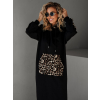 Černé mikinové dlouhé šaty ZOWIE s leopardím vzorem
