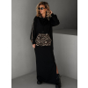 Černé mikinové dlouhé šaty ZOWIE s leopardím vzorem