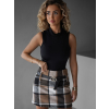 Hnědá károvaná krátká sukně THELKA s páskem