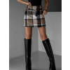 Hnědá károvaná krátká sukně THELKA s páskem