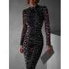 Leopardí vypasované dlouhé šaty YUROCHO