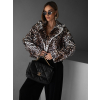 Leopardí faux fur kožešinový krátký kabátek NIALLY