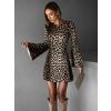 Leopardí krátké šaty AGNETA s dlouhým rukávem