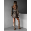 Leopardí krátké šaty AGNETA s dlouhým rukávem