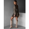 Leopardí krátké šaty AGNETA s dlouhým rukávem