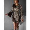 Leopardí krátké šaty AGNETA s dlouhým rukávem