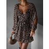 Leopardí krátké volánové šaty TERTIA s páskem