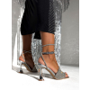 Stříbrné elegantní kamínkové boty na podpatku AZROL