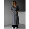 Šedý dlouhý oversize elegantní kabát PRENIA