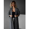 Šedý dlouhý oversize elegantní kabát PRENIA