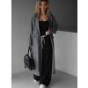 Šedý dlouhý oversize elegantní kabát PRENIA