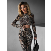 Leopardí třpytivý kalhotový komplet KENOTON