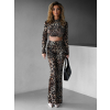 Leopardí třpytivý kalhotový komplet KENOTON
