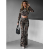 Leopardí třpytivý kalhotový komplet KENOTON