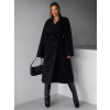 Černý dlouhý flaušový kabát KERRYL s knoflíky