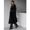 Černý dlouhý flaušový kabát KERRYL s knoflíky