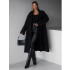 Černý dlouhý flaušový kabát KERRYL s knoflíky