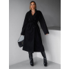 Černý dlouhý flaušový kabát KERRYL s knoflíky