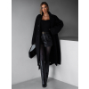 Černý dlouhý flaušový kabát KERRYL s knoflíky