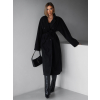 Černý dlouhý flaušový kabát KERRYL s knoflíky