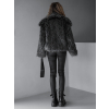 Černý žíhaný faux fur kožešinový kabátek ORLOS