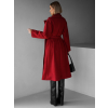 Červený dlouhý zavazovací flaušový kabát KALDEM