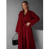 Červený dlouhý zavazovací flaušový kabát KALDEM