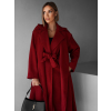 Červený dlouhý zavazovací flaušový kabát KALDEM
