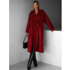 Červený dlouhý zavazovací flaušový kabát KALDEM