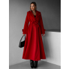 Červený dlouhý áčkový kabát YALENA s páskem