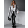Šedý faux fur kožešinový kabátek BRUNA se žíháním
