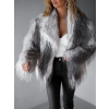 Šedý faux fur kožešinový kabátek BRUNA se žíháním