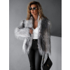 Šedý faux fur kožešinový kabátek BRUNA se žíháním