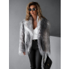 Šedý faux fur kožešinový kabátek BRUNA se žíháním