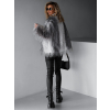 Šedý faux fur kožešinový kabátek BRUNA se žíháním