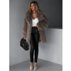 Hnědý faux fur kožešinový delší kabátek ALBERTO s páskem