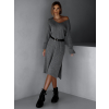 Šedé dlouhé svetrové maxi šaty XIMENA s výstřihem
