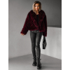 Vínový kožešinový faux fur kabátek PESHA