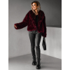 Vínový kožešinový faux fur kabátek PESHA
