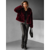 Vínový kožešinový faux fur kabátek PESHA