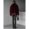 Vínový kožešinový faux fur kabátek PESHA